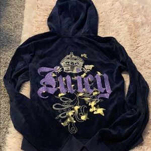 Navy Blue Juicy Couture Velvet Hoodie